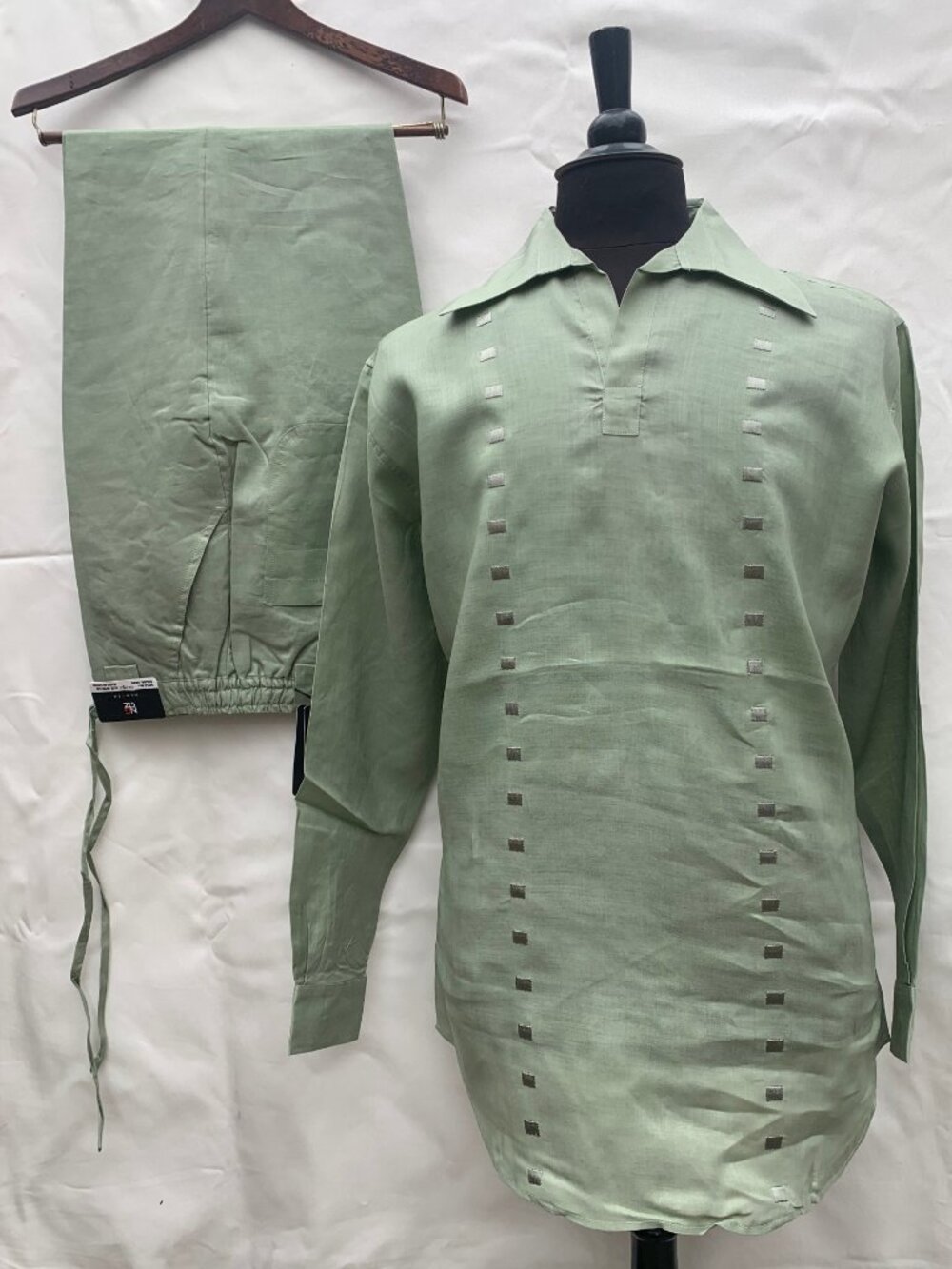 NEW-GEN 100% Linen Button Down Long Sleeve Casual Shirt and Pant Set for Men